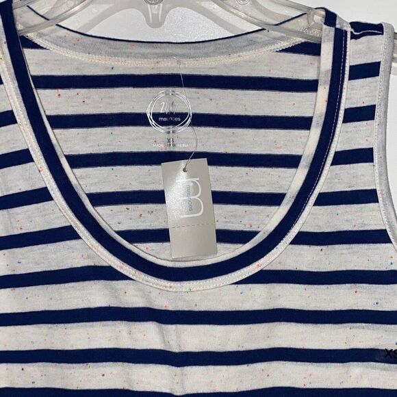 24/7 Maurices Women's White Blue Striped Flecked Forever Tank Top Size XS NWT - Picture 5 of 9